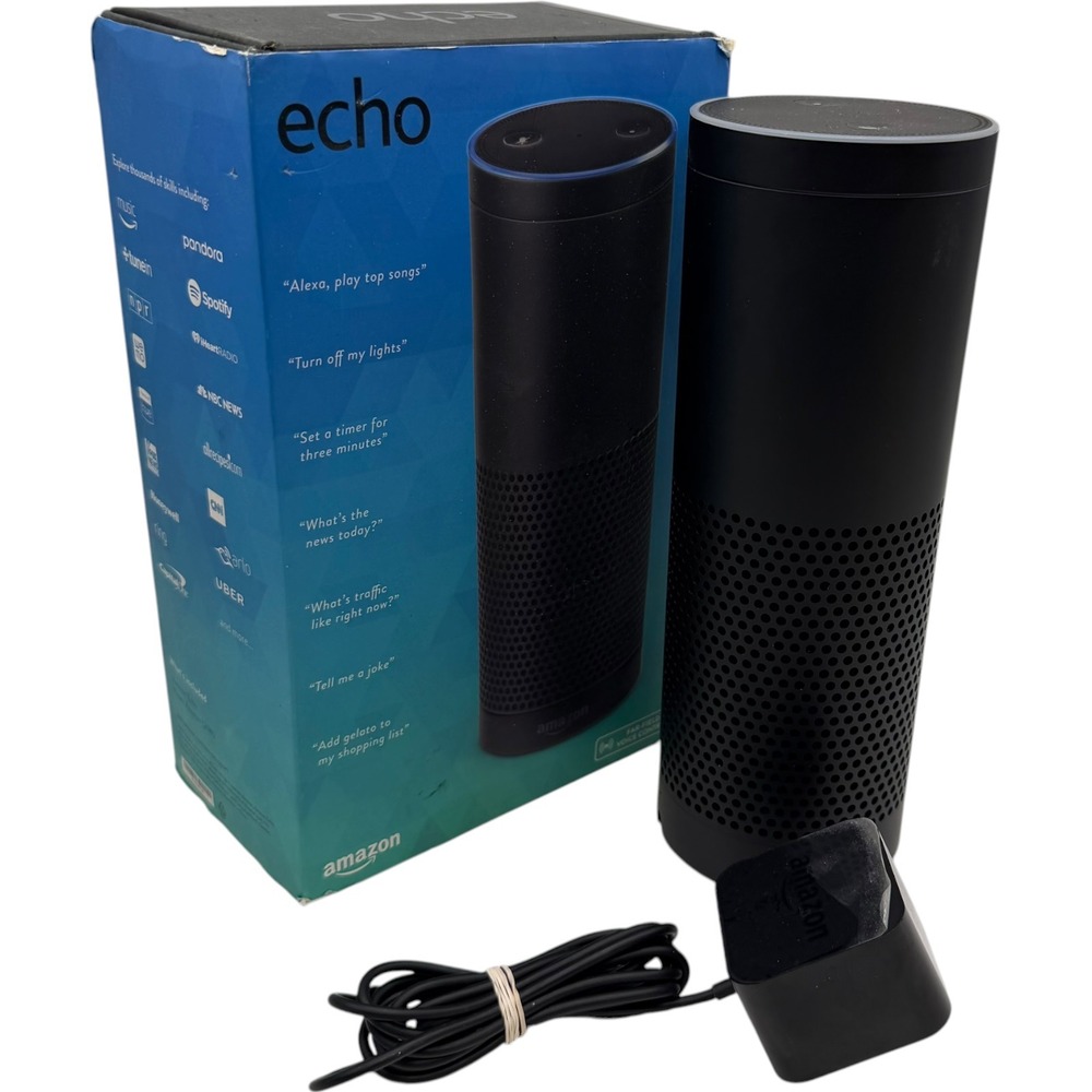 Amazon Echo 1st Gen Smart Speaker Black Alexa Bluetooth WiFi Tested Working